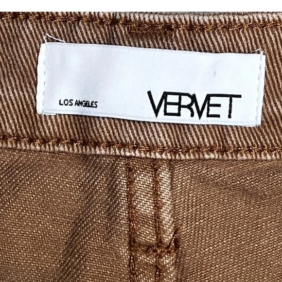 Vervet Jeans Women's Tan Size 30 Straight Vintage Crop Distressed Raw Hem 32x26 - Picture 6 of 8